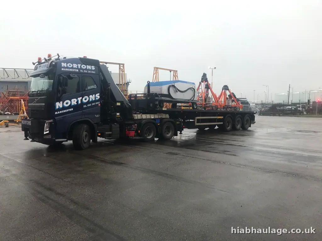 Artic carrying airport ground equipment for Leeds Bradford Airport Artic carrying airport ground equipment for Leeds Bradford Airport