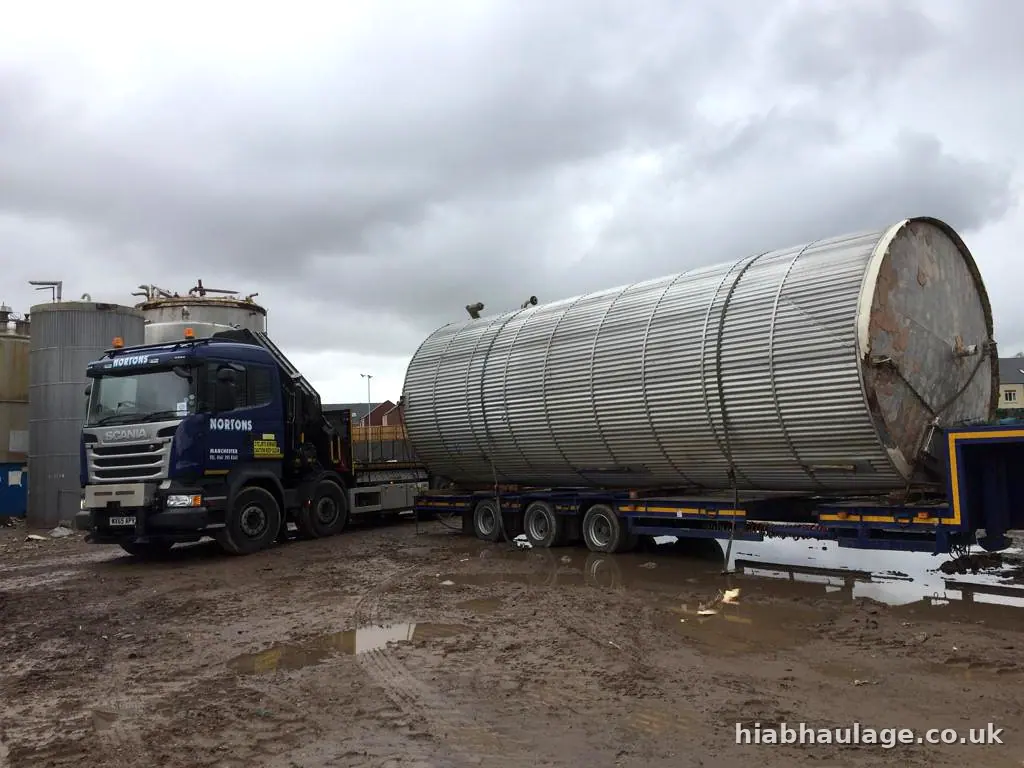 Artic with a large steel tank on its way from the Wirral to Birmingham