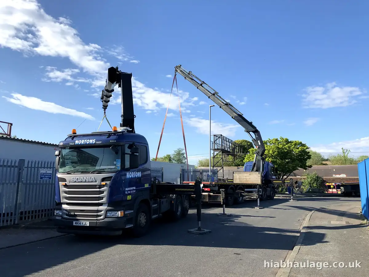 Wide view of a dual HIAB lift