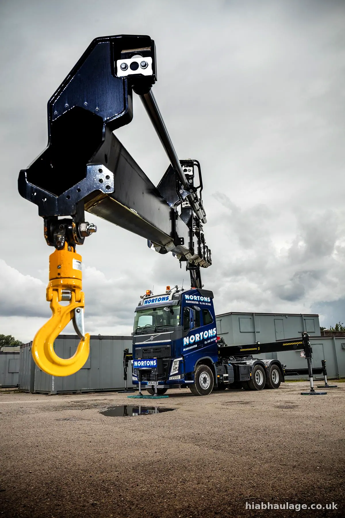 Close up of a HIAB hook with the lorry behind Close up of a HIAB hook with the lorry behind