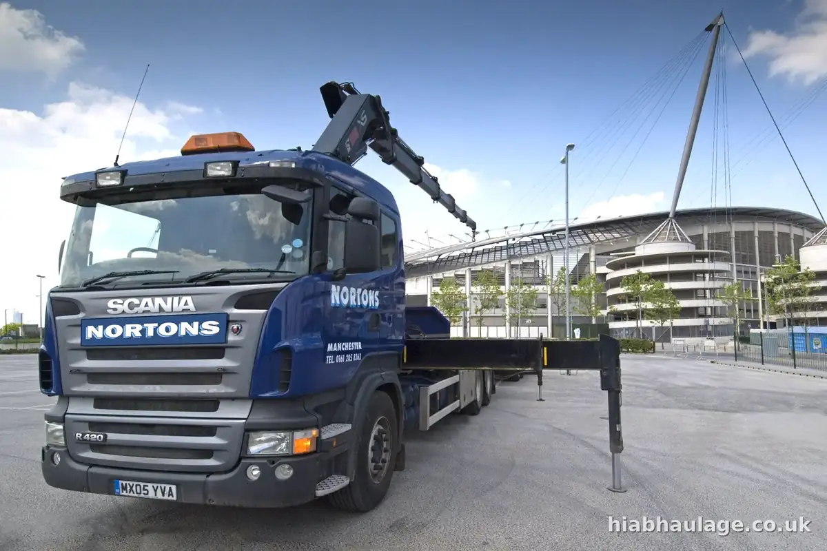 Rigid HIAB outside the Etihad Stadium in Manchester
