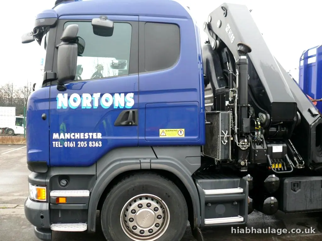 Scania cab with the HIAB column behind it Scania cab with the HIAB column behind it
