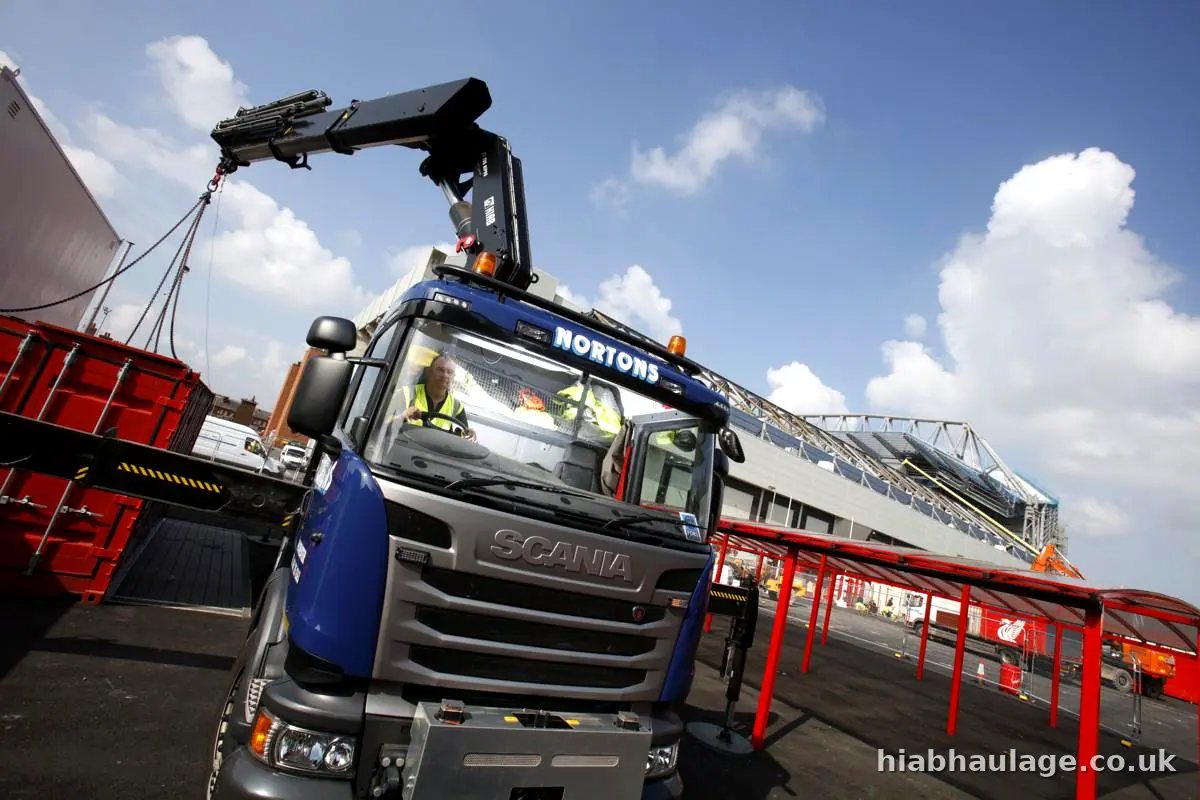 Scania HIAB working beside Anfield stadium