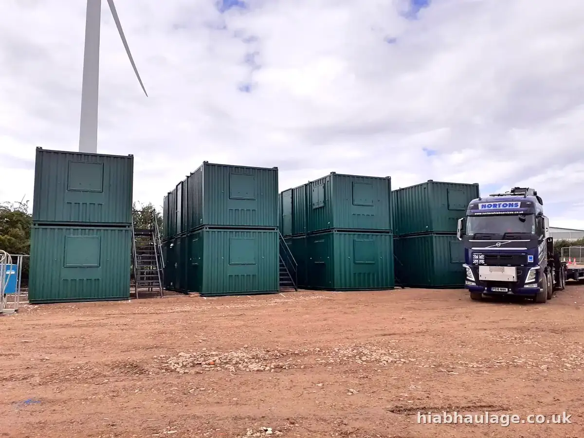Volvo HIAB at a double stack site set-up near Peterborough Volvo HIAB at a double stack site set-up near Peterborough