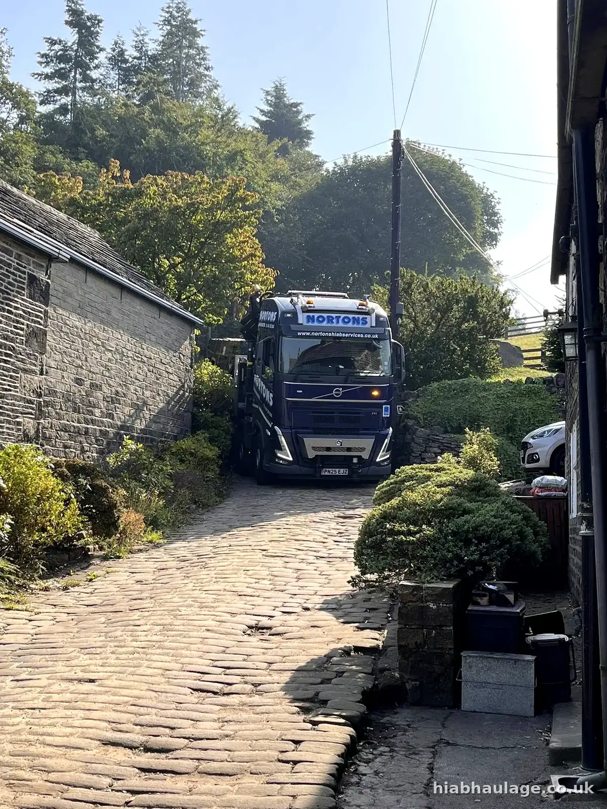 Volvo HIAB on a cobbled lane Volvo HIAB on a cobbled lane