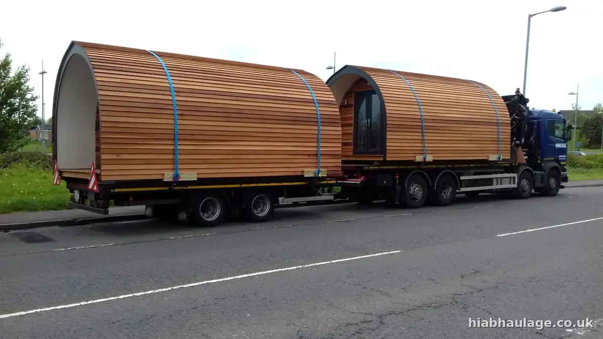 Wagon and drag carrying glamping pods Wagon and drag carrying glamping pods